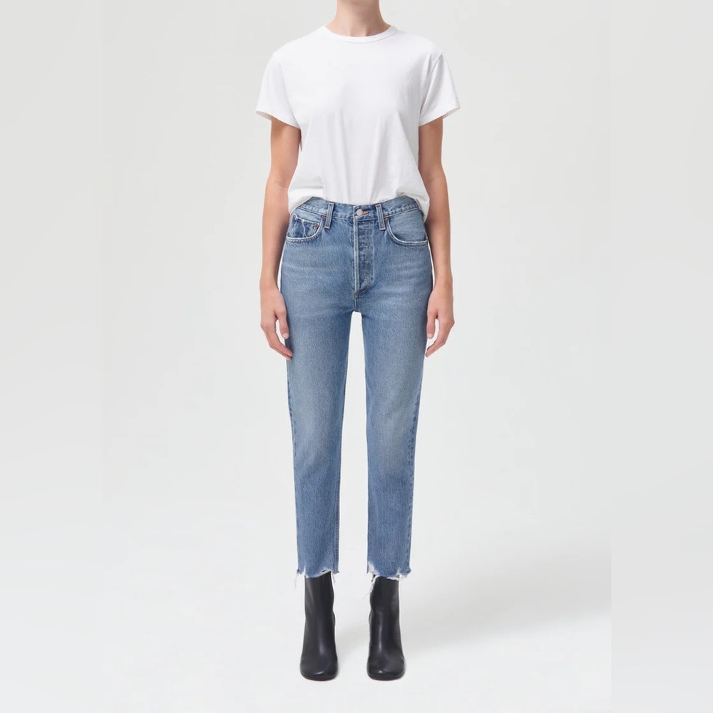 AGOLDE Riley Crop Denim Jeans High Waisted Straight Leg 100% Cotton 28